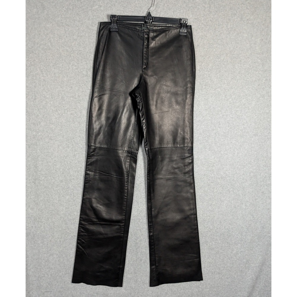 Banana Republic Vintage Leather Pants Womens 4 Black Matrix Mob Wife Biker Sleek